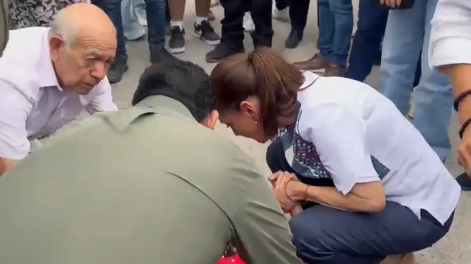 La presidenta permaneció cerca de la adulta mayor mientras se esperaba la atención de los servicios de emergencia. / X