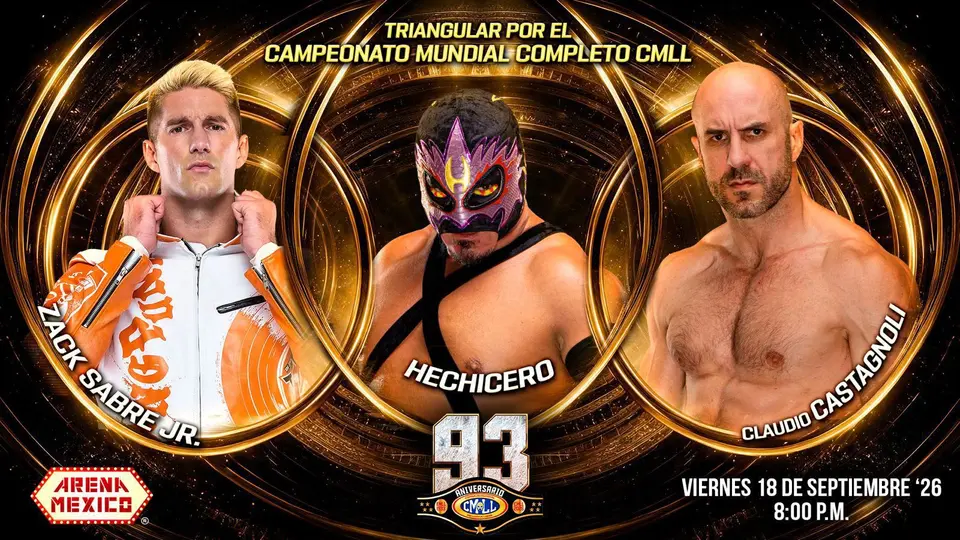Hechicero, Zack Sabre Jr. y Claudio Castagnoli por el título | CMLL