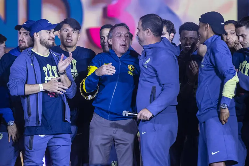 Emilio Azcarraga y André Jardine en los festejos del Tricampeonato | MEXSPORT
