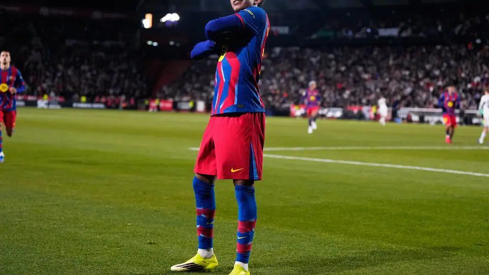 Lamine Yamal festejando su gol en Copa del Rey | AP