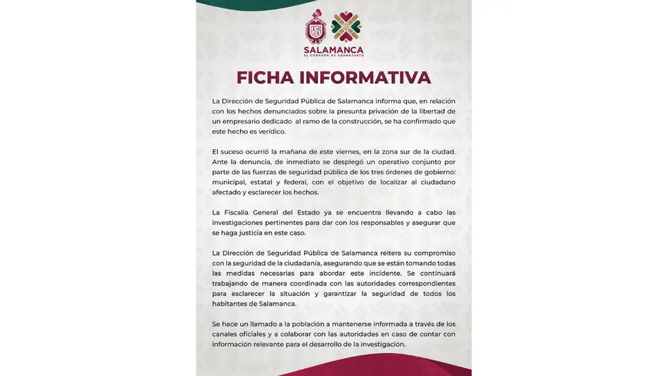 Seguridad Pública de Salamanca confirma privación de la libertad del empresario Gerardo Arredondo. / RS