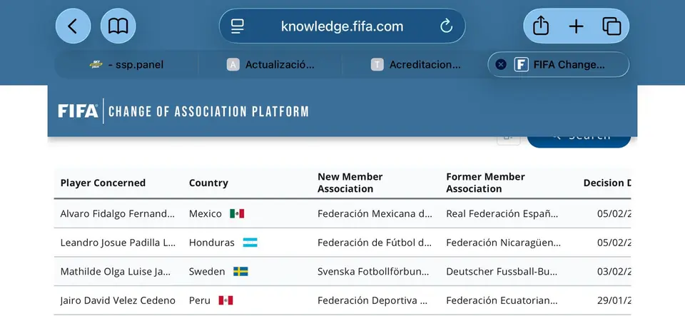 FIFA registró el cambio de Fidalgo | CAPTURA