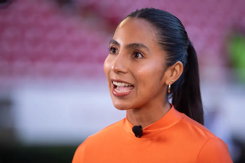 Diana Flores durante una entrevista en 2023, como invitada a un partido de la Liga MX Femenil | IMAGO 7
