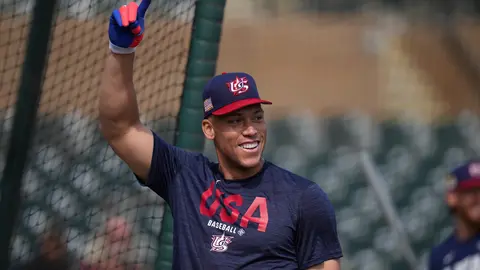Aaron Judge en entrenamiento con la novena de Estados Unidos | AP