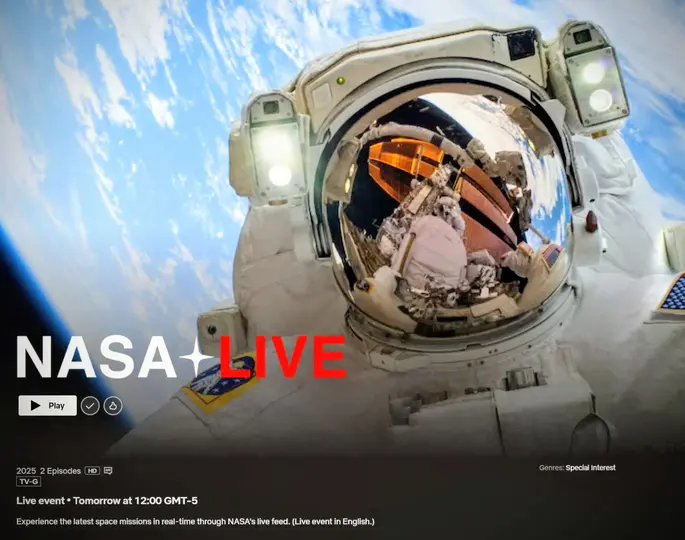 La transmisión del evento podrá verse en Netflix y la plataforma NASA+./ Captura de pantalla