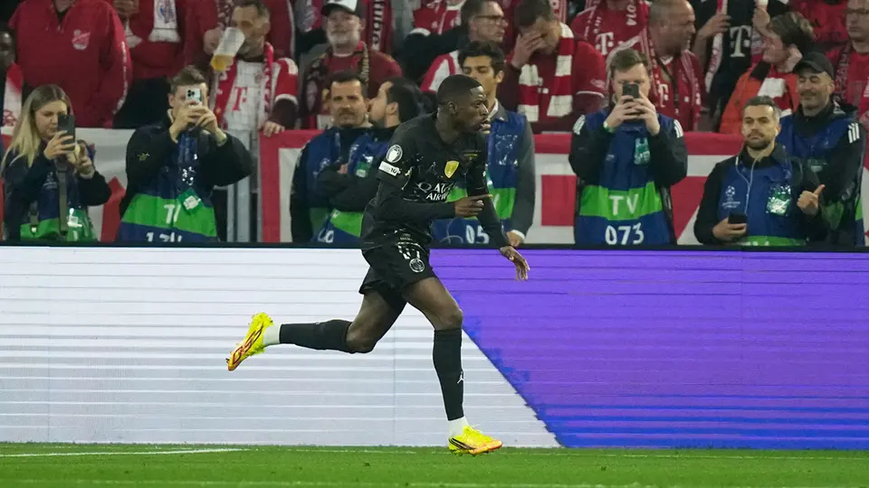Ousmane Dembélé en celebración con PSG ante Bayern Munich en Champions League | AP