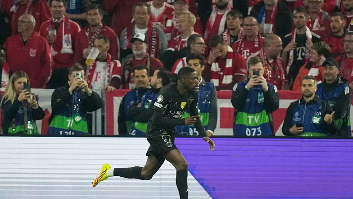 Ousmane Dembélé en celebración con PSG ante Bayern Munich en Champions League | AP