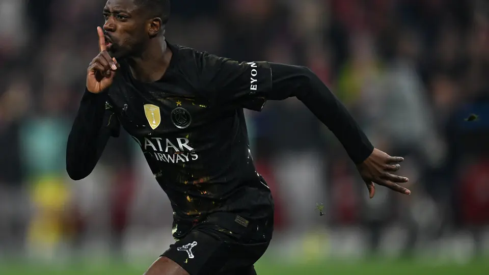 Ousmane Dembélé en celebración con PSG ante Bayern Munich en Champions League | AP