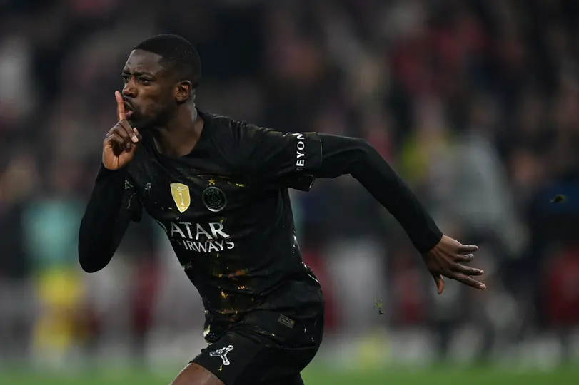 Ousmane Dembélé en celebración con PSG ante Bayern Munich en Champions League | AP