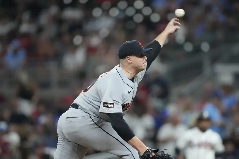 Tarik Skubal en el juego contra los Bravos de Atlanta | AP
