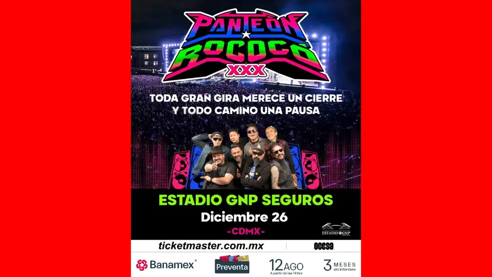 La preventa comenzará este 12 de agosto por Ticketmaster / FB: @panteonrococo