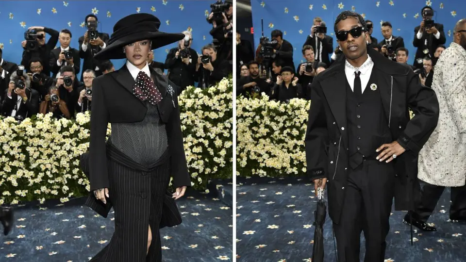 Rihanna y A$AP Rocky durante la Met Gala en 2025. / AP