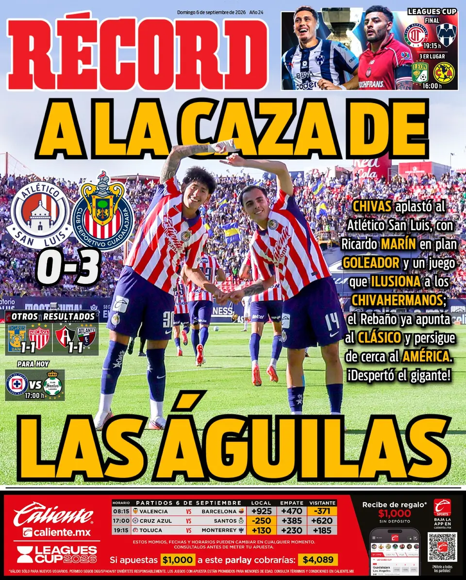 Portada RÉCORD 06 de septiembre de 2026