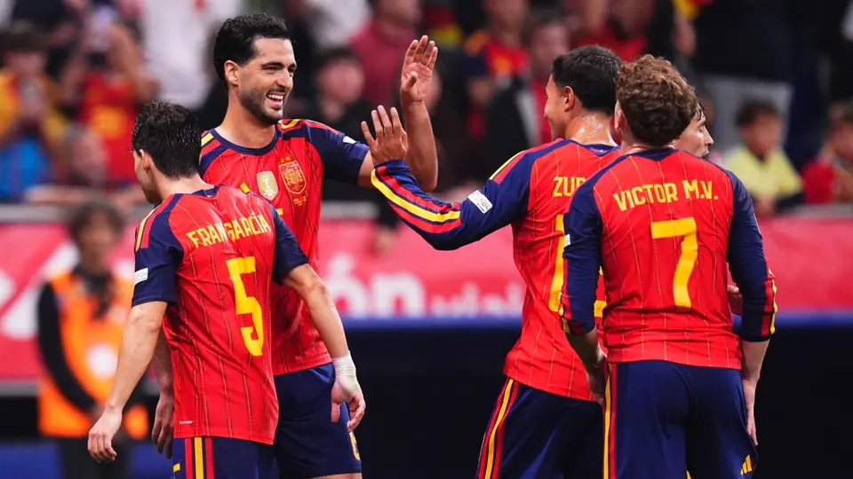 Jugadores de España en celebración en la Nations League | AP