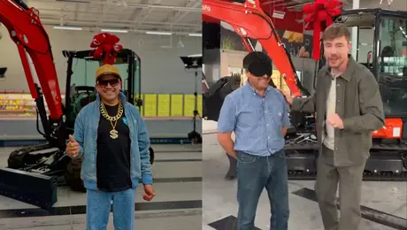 MrBeast le regala una excavadora a Juan García, mexicano que ganó su reto tras 202 días en un supermercado