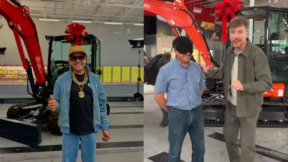 MrBeast le regala una excavadora a Juan García, mexicano que ganó su reto tras 202 días en un supermercado