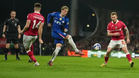 Garnacho durante el partido de FA Cup entre Wrexham y Chelsea | AP