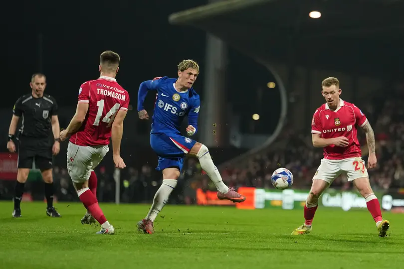 Garnacho durante el partido de FA Cup entre Wrexham y Chelsea | AP