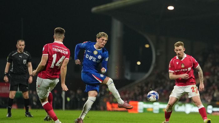 Garnacho durante el partido de FA Cup entre Wrexham y Chelsea | AP