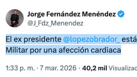 El rumor comenzó a circular tras la publicación del periodista Jorge Fernández Menéndez / Especial