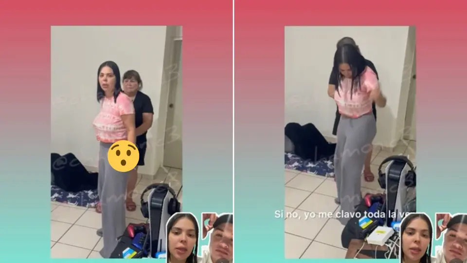 La mujer aparece aparentemente autolesionándose con un objeto punzocortante. / @chamonic3