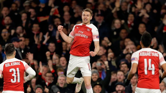 Ramsey festeja una anotación durante un juego del Arsenal | AP