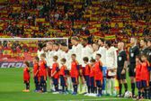 La Selección de España durante la ceremonia previa al amistoso contra Egipto en el RCDE Stadium | AFP