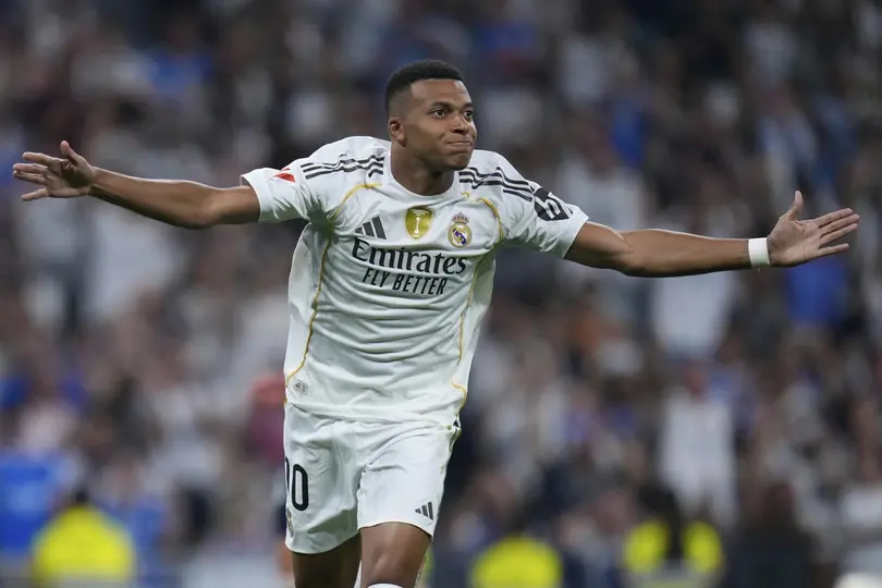Mbappé celebra un gol con Real Madrid | AP