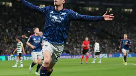 Kai Havertz en celebración en el partido de Arsenal contra Sporting en Champions League | AP