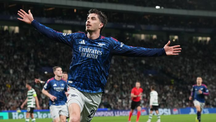 Kai Havertz en celebración en el partido de Arsenal contra Sporting en Champions League | AP