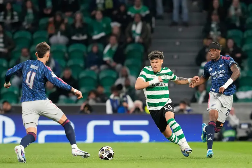 Maxi Araujo en el partido de Sporting Lisboa contra Arsenal | AP