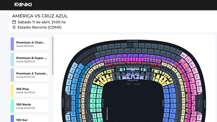 Así son algunos de los precios para el partido | CAPTURA DE PANTALLA
