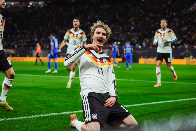 Nick Woltemade, delantero de la Selección de Alemania, celebra un gol. l @DFB_Team