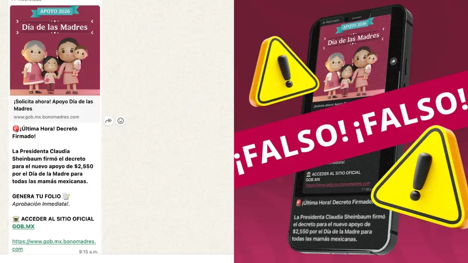 La Secretaría del Bienestar mostró los mensajes que mandan para estafar a las mujeres / Especial