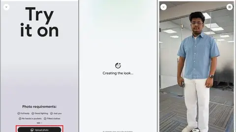 Los usuarios pueden subir una foto de cuerpo completo y visualizar distintos outfits en segundos gracias a Try On. / Google