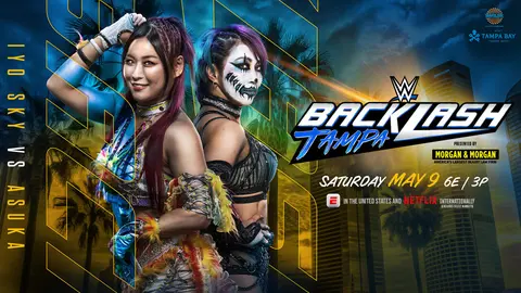 Poster de la lucha entre Azuka e Iyo Sky en WWE Backlash 2026