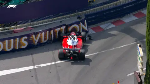 Charles Leclerc tras su choque en el Gran Premio de Mónaco | X: @F1