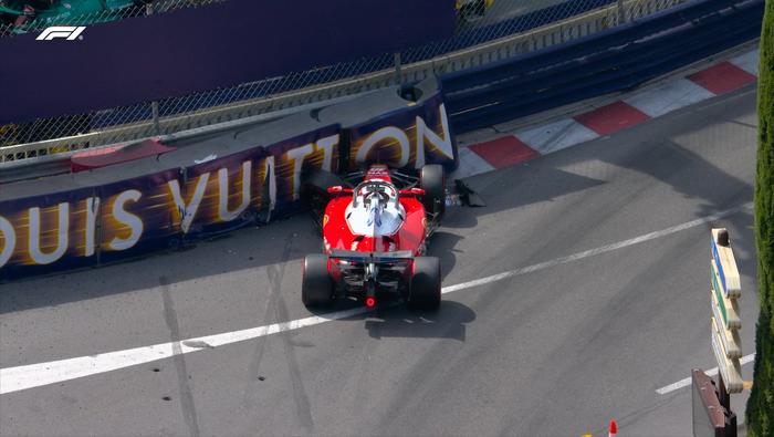 Charles Leclerc tras su choque en el Gran Premio de Mónaco | X: @F1