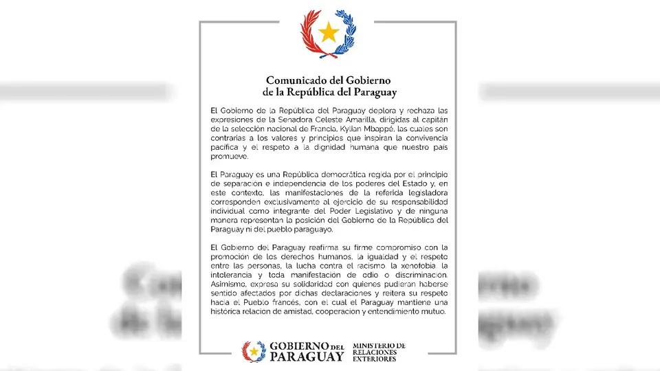 Gobierno de Paraguay se deslinda de Celeste Amarilla | X