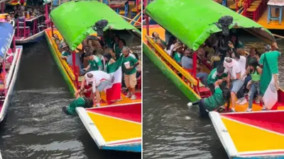 Aficionada mexicana cae en Xochimilco y visitante inglés la rescata; video se vuelve viral