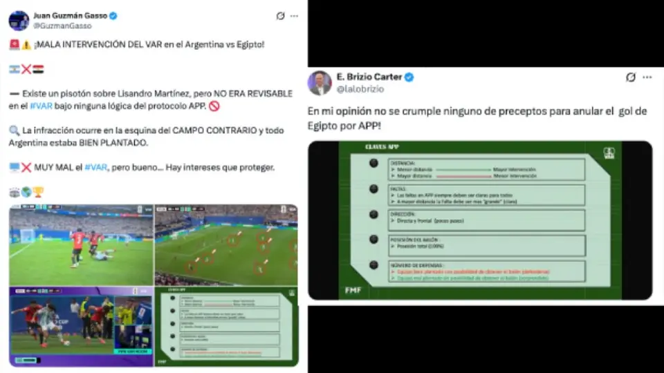 Así fue la crítica al arbitraje en el partido de Argentina contra Egipto | CAPTURA DE PANTALLA
