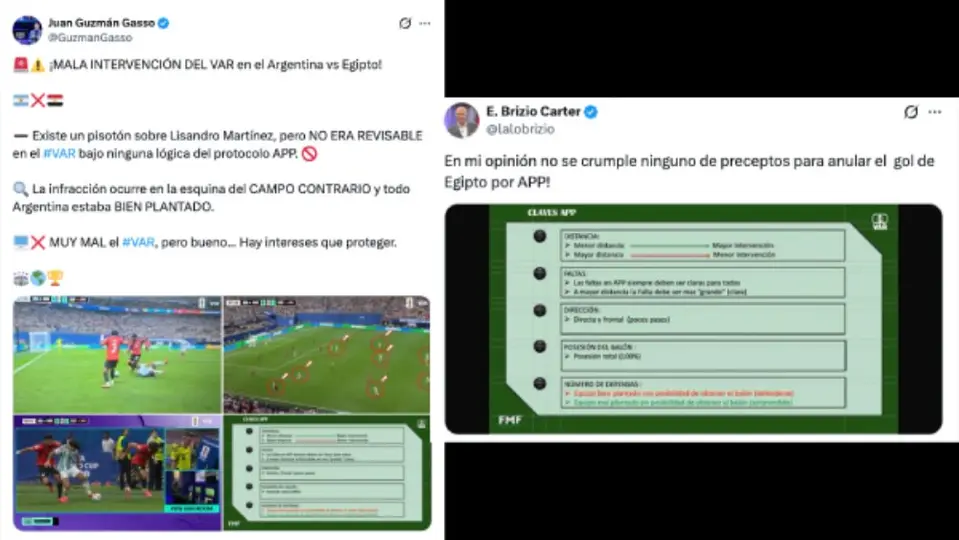Así fue la crítica al arbitraje en el partido de Argentina contra Egipto | CAPTURA DE PANTALLA