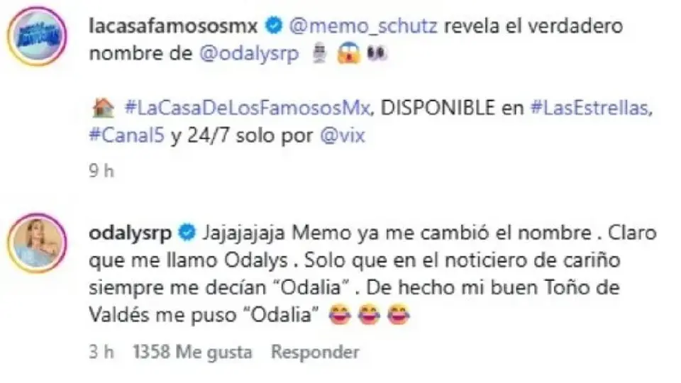 Memo dijo que Odalys su nombre es Odalia, pero al final fue un apodo / Especial