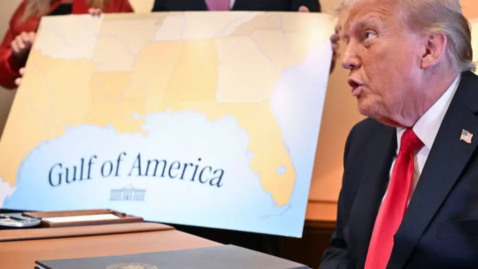 La imagen publicada en redes también renombra el cuerpo de agua del sur como el "Golfo de América" / Captura de pantalla