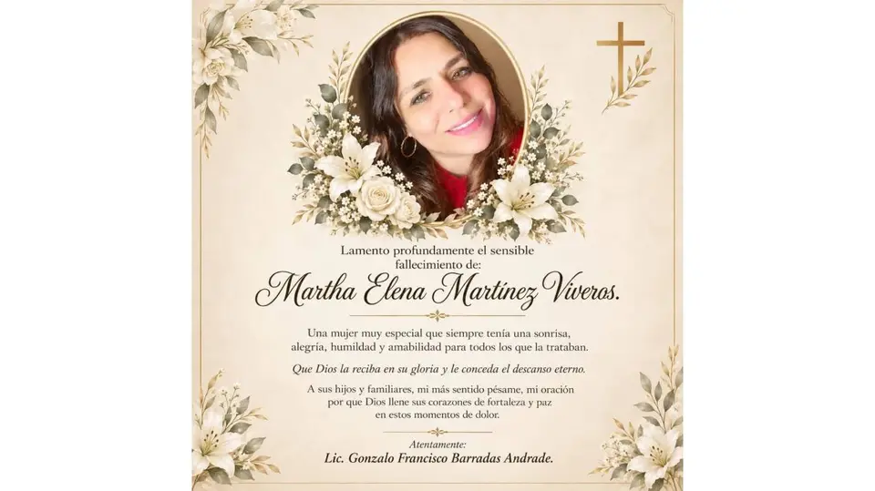 El Ayuntamiento de Alto Lucero confirmó el fallecimiento de Martha Elena Martínez Viveros./ RS