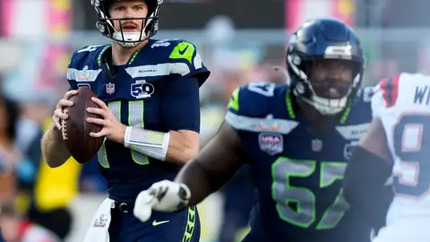 Sam Darnold, en el Super Bowl LX | AP