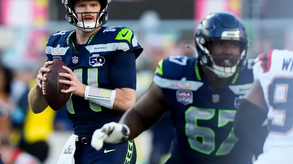 Sam Darnold, en el Super Bowl LX | AP