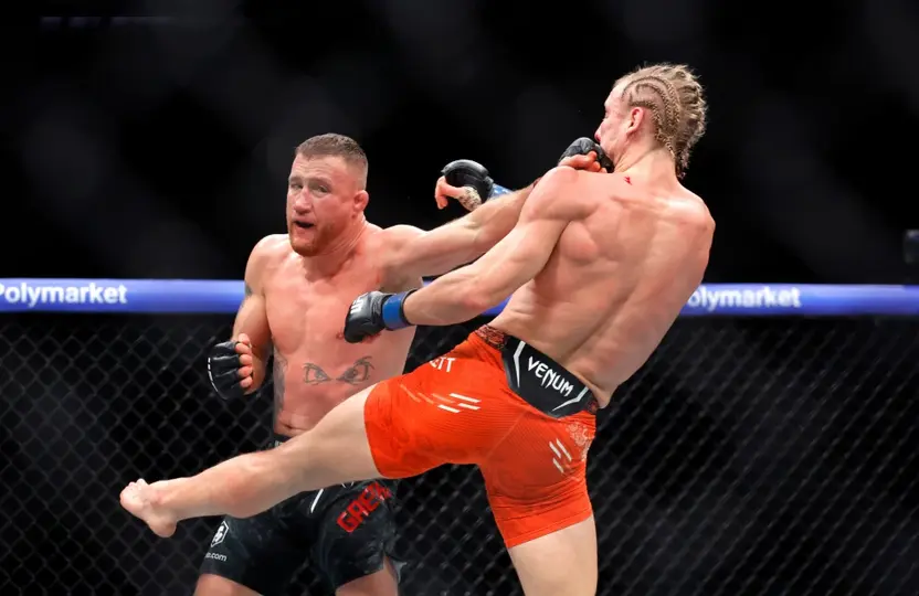 Justin Gaethje en su pelea por el titulo interino dela UFC I AP