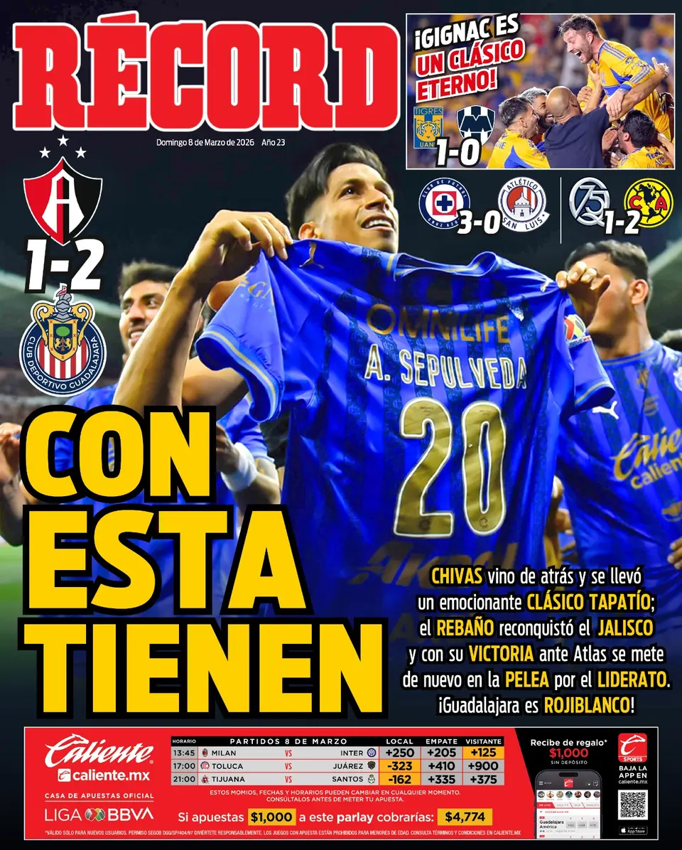 Portada RÉCORD 08 de marzo de 2026