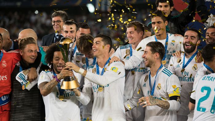 Marcelo y Cristiano Ronaldo en celebración con Real Madrid tras coronarse en el Mundial de Clubes 2017 | MEXSPORT